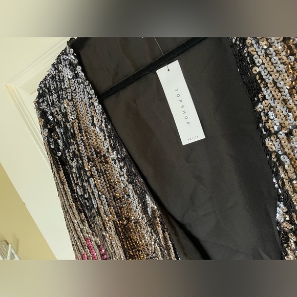 NEW Topshop ombré sequin wrap dress long sleeve - Picture 8 of 10